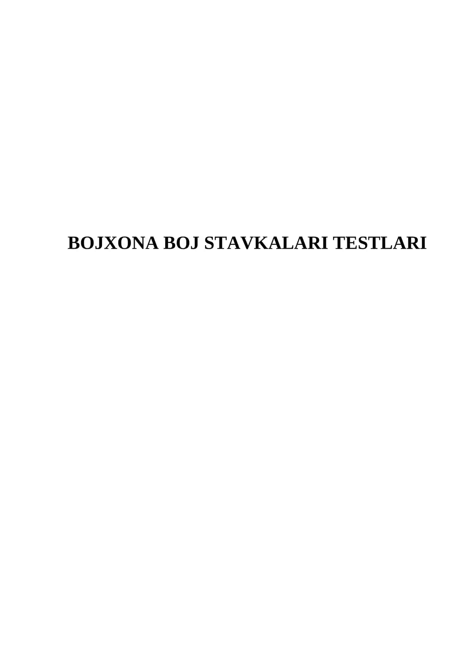 BOJXONA BOJ STAVKALARI TESTLARI 2
