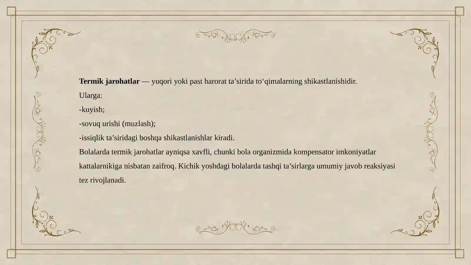 Termikjarohatlar va Toksikologiya 2