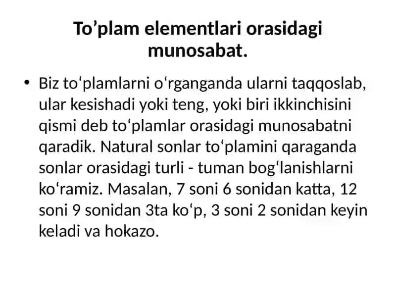 Munosabatlar va ularning xossalari 2
