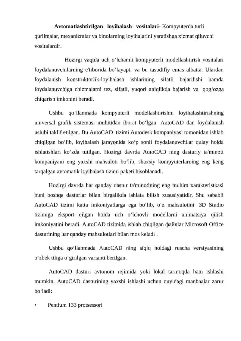 AutoCAD dasturi haqida 2