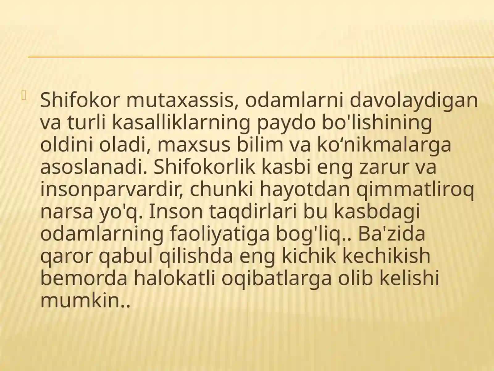 Shifokor kasbi haqida 2