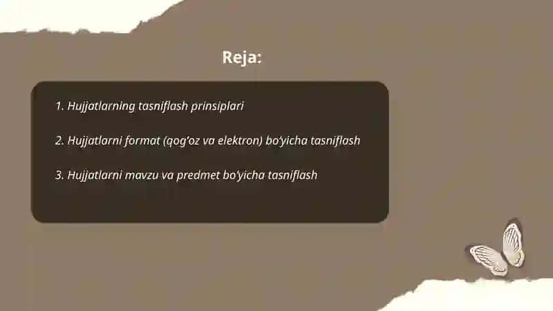 Hujjatlarning tasniflanishi 2