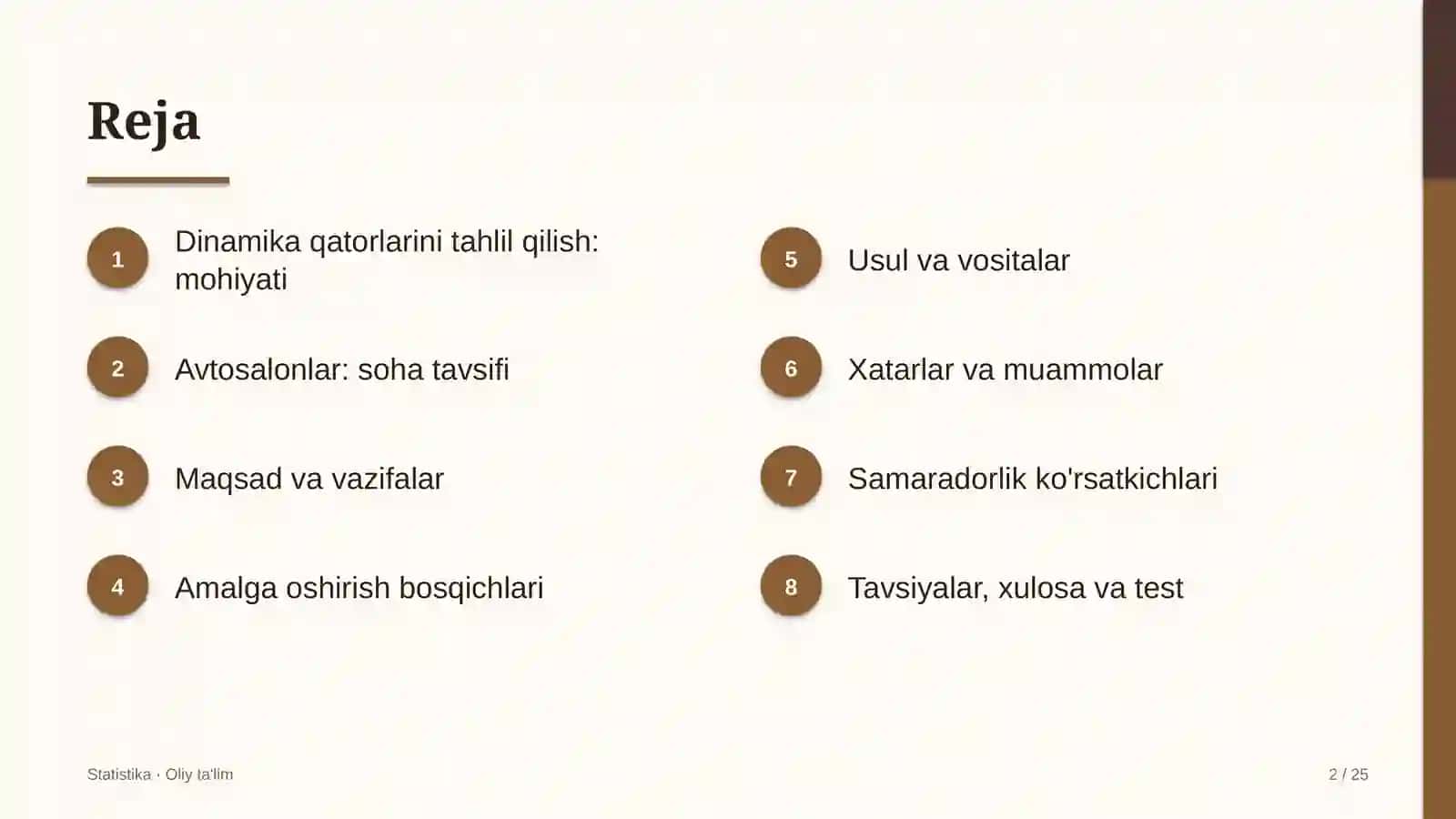 Avtosalonlarda dinamika qatorlarini tahlil qilish 2