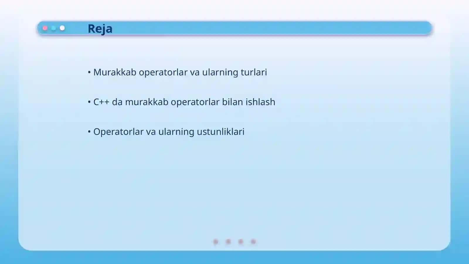 C++ tilida murakkab operatorlar 2