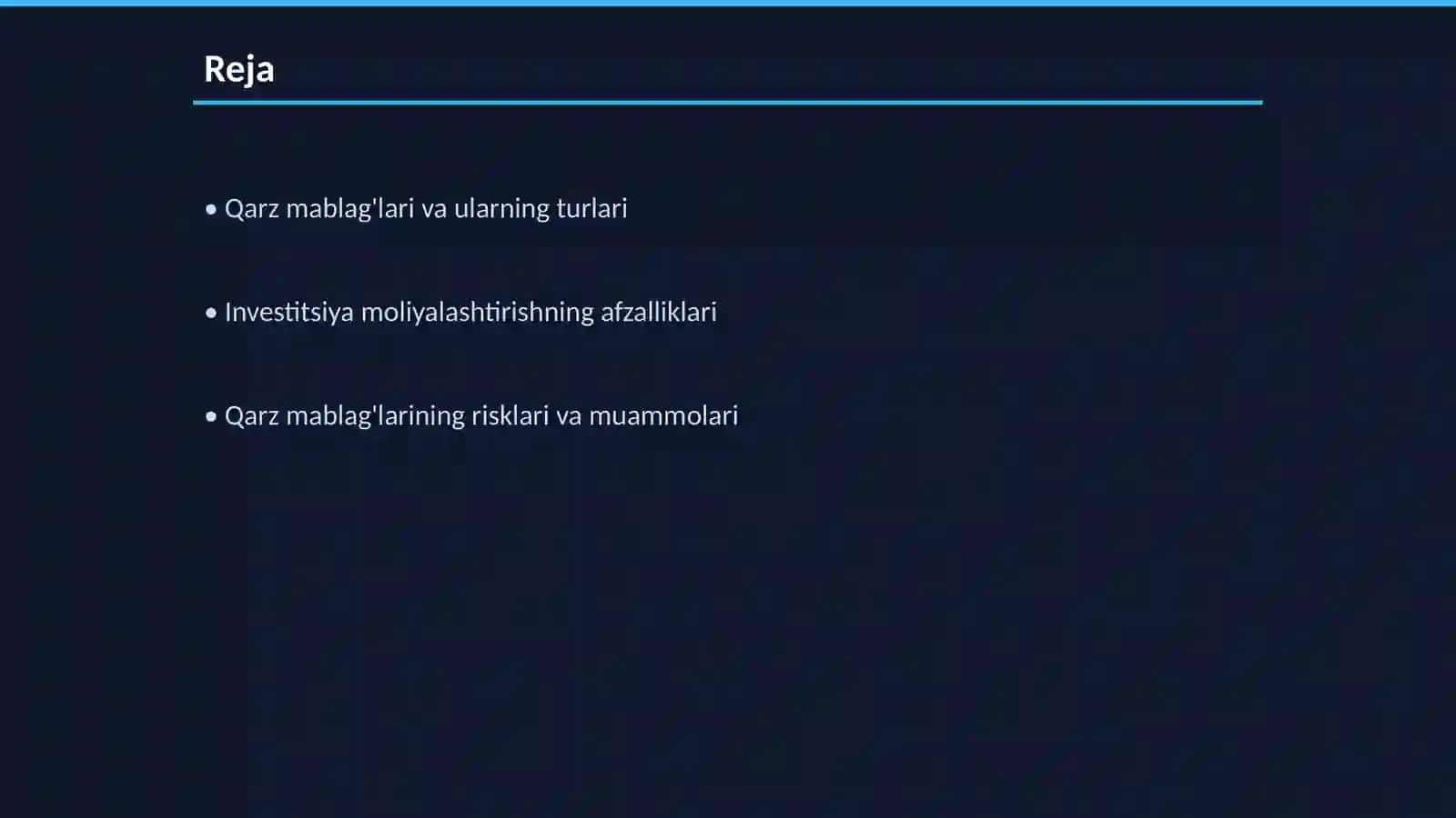 Qarz mablag'lari hisobiga investitsiyani moliyalashtirish 2