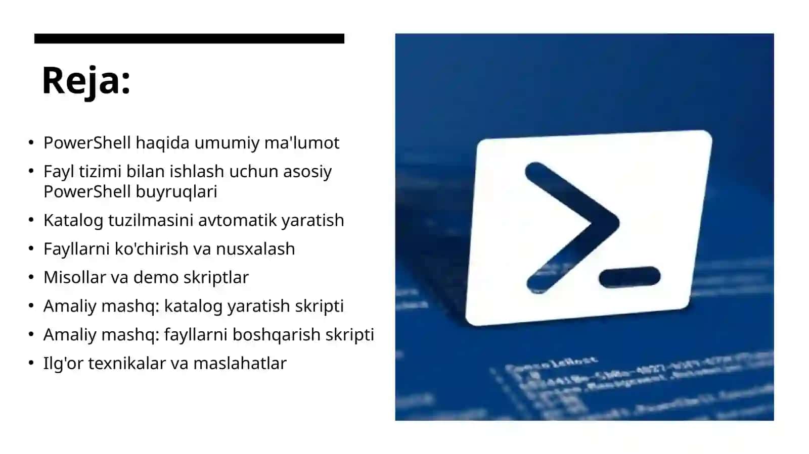 PowerShell yordamida fayl va papkalarni avtomatik yaratish va boshqarish. Mustaqil ish 2