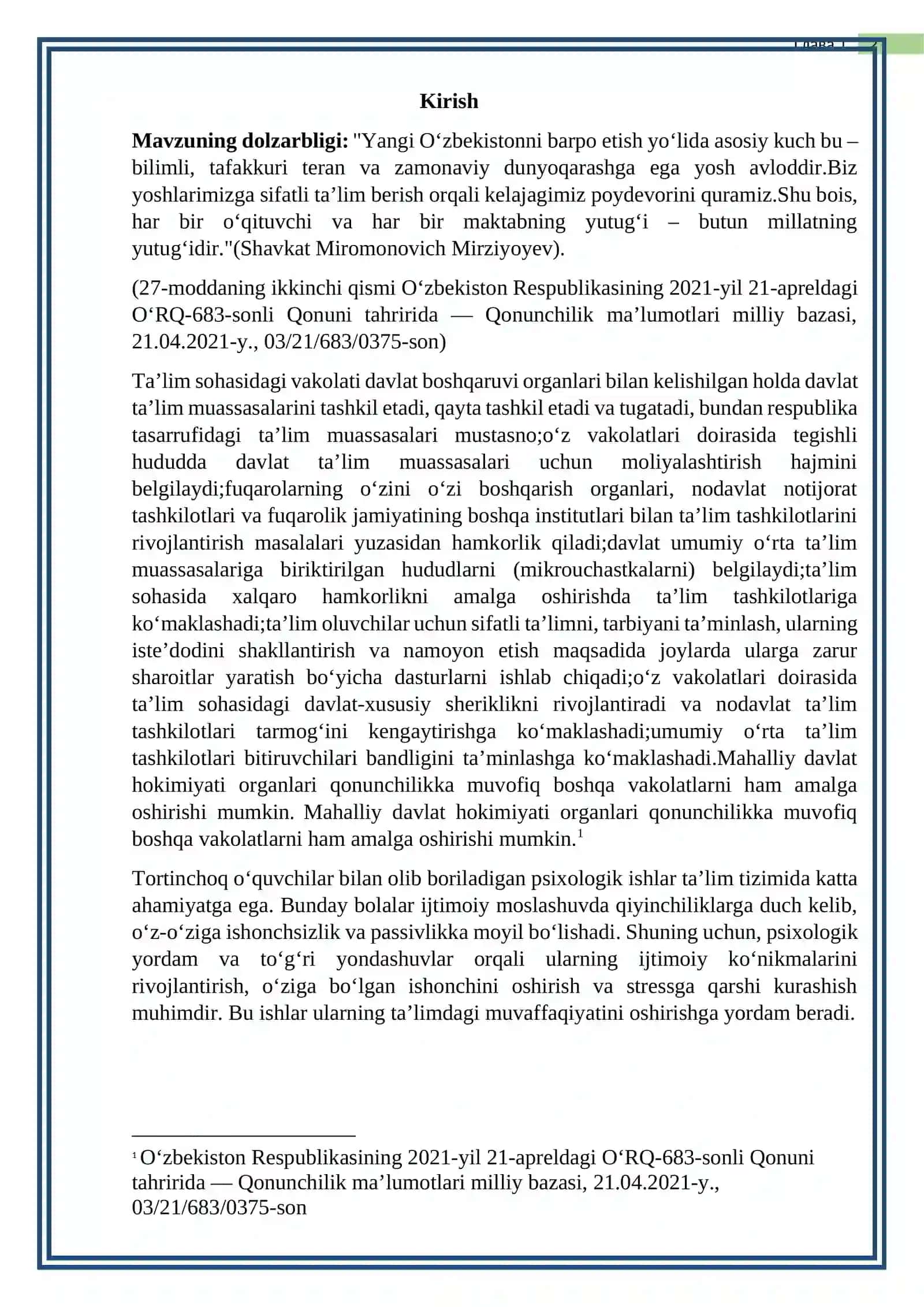 Tortinchoq o'quvchilar bilan olib boriladigan psixologik ishlarni tashkil qilishning o'ziga xosligi 2