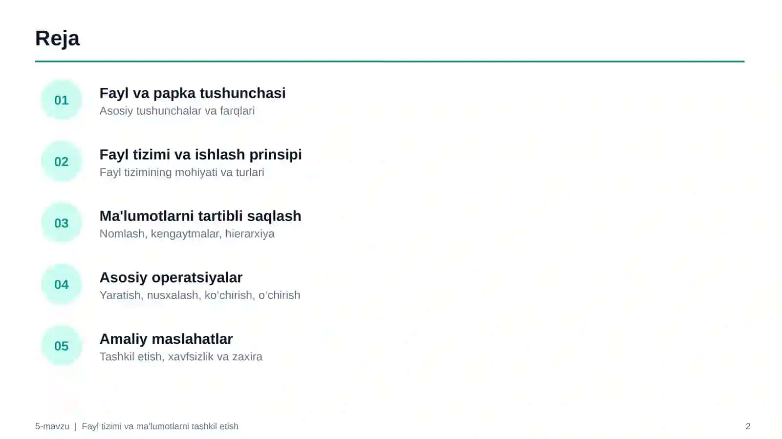 Fayl tizimi va ma'lumotlarni tashkil etish 2
