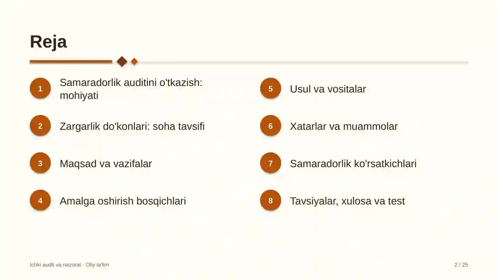 Zargarlik do'konlarida samaradorlik auditini o'tkazish 2