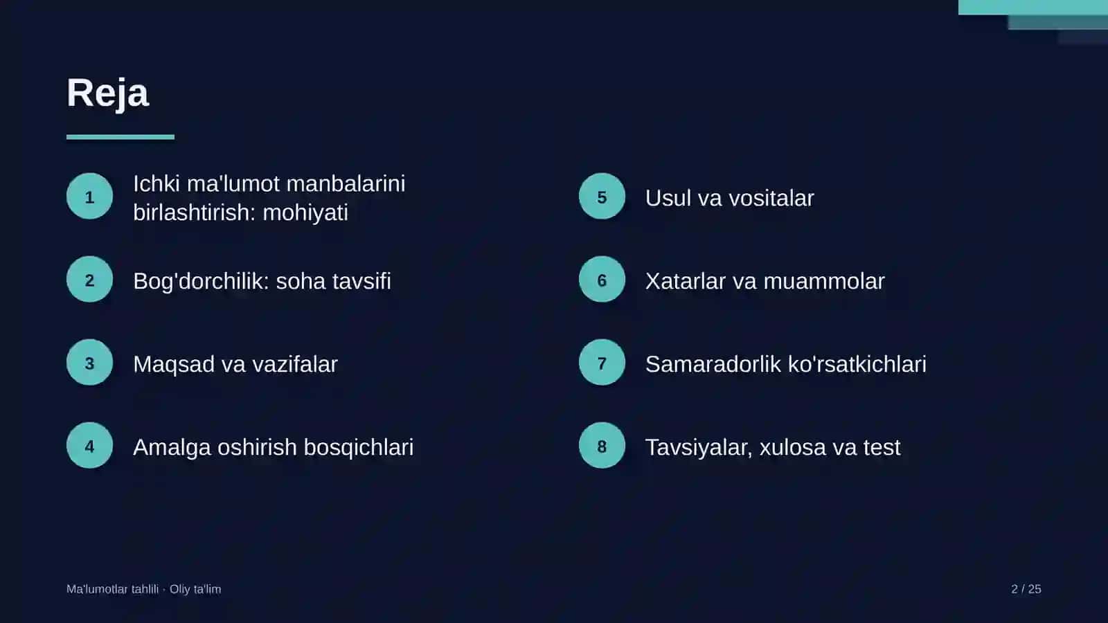 Bog'dorchilikda ichki ma'lumotlar manbalarini birlashtirish 2