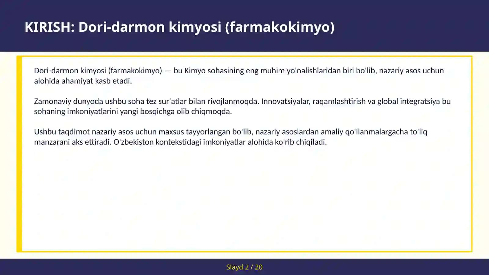 Dori-darmon kimyosi (farmakokimyo) 2