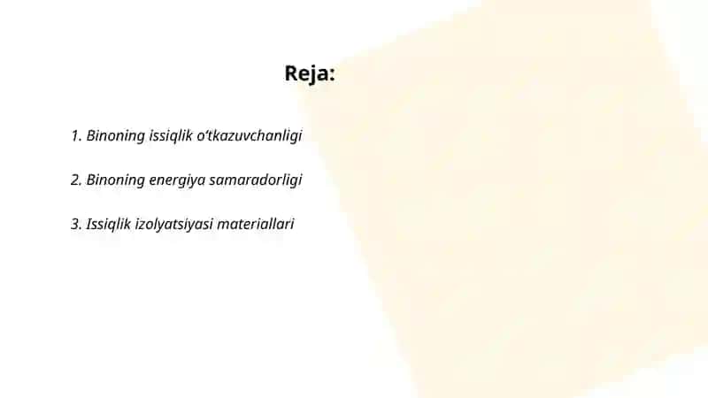 Binoning issiqlik balansi 2