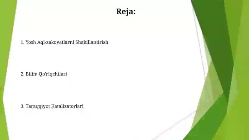 Yosh Aql-zakovatlarni Shakillantirish 2