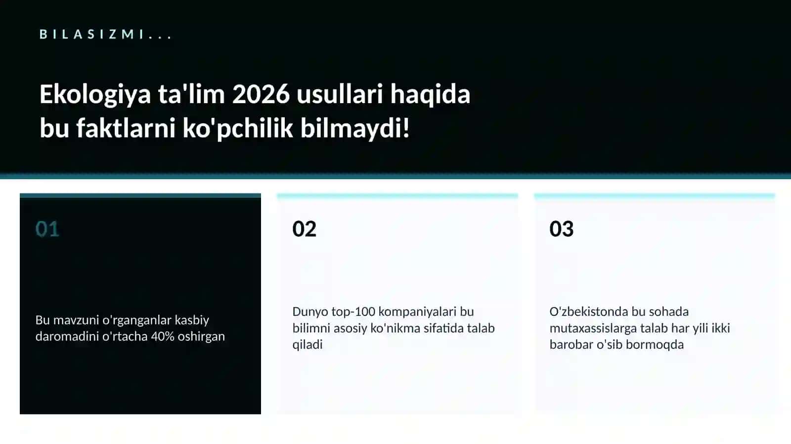 Ekologiya ta'lim 2026 usullari 2