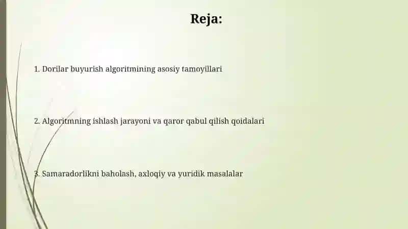 Dorilar buyurish algoritmi 2