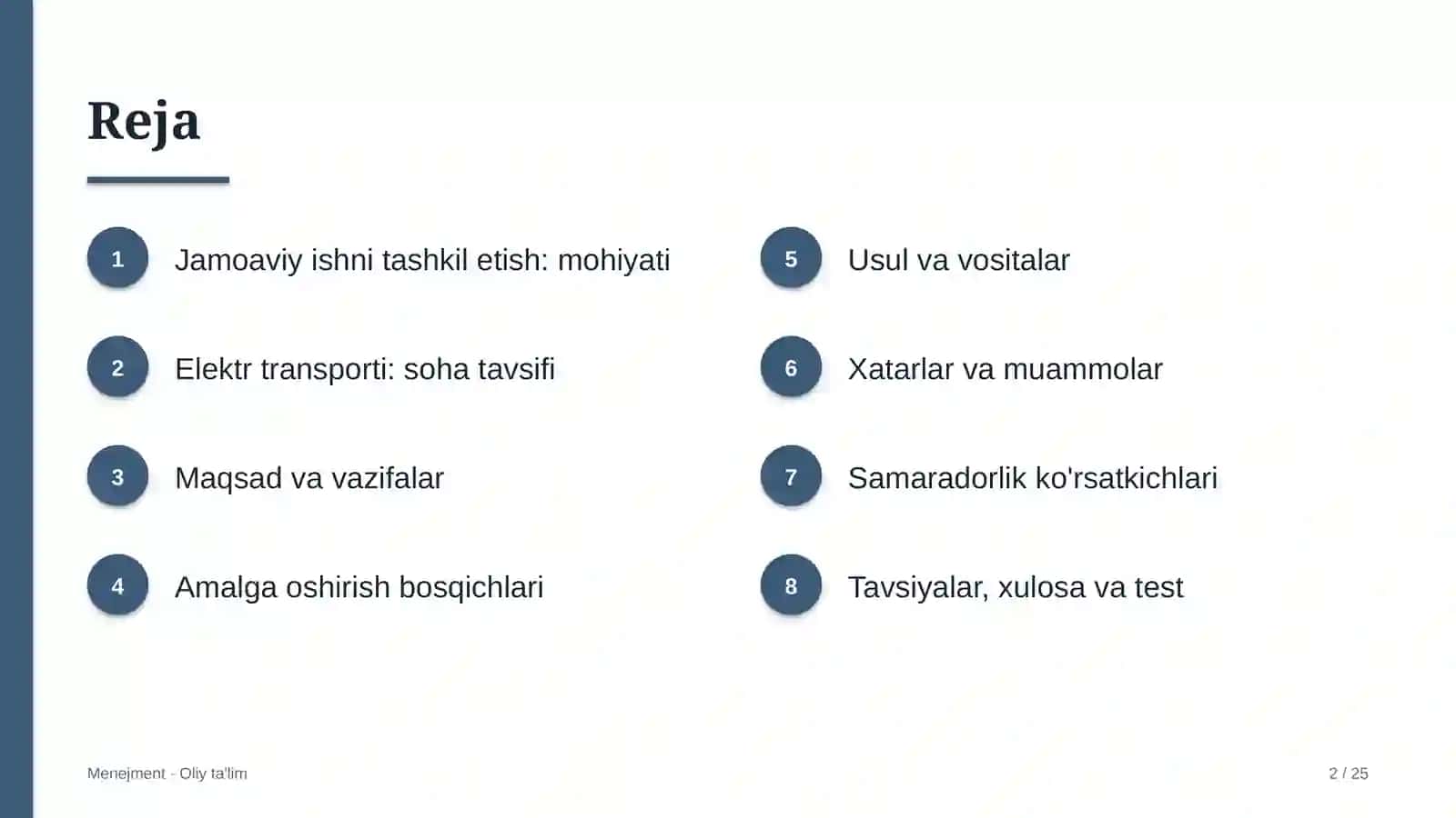Elektr transportida jamoaviy ishni tashkil etish 2