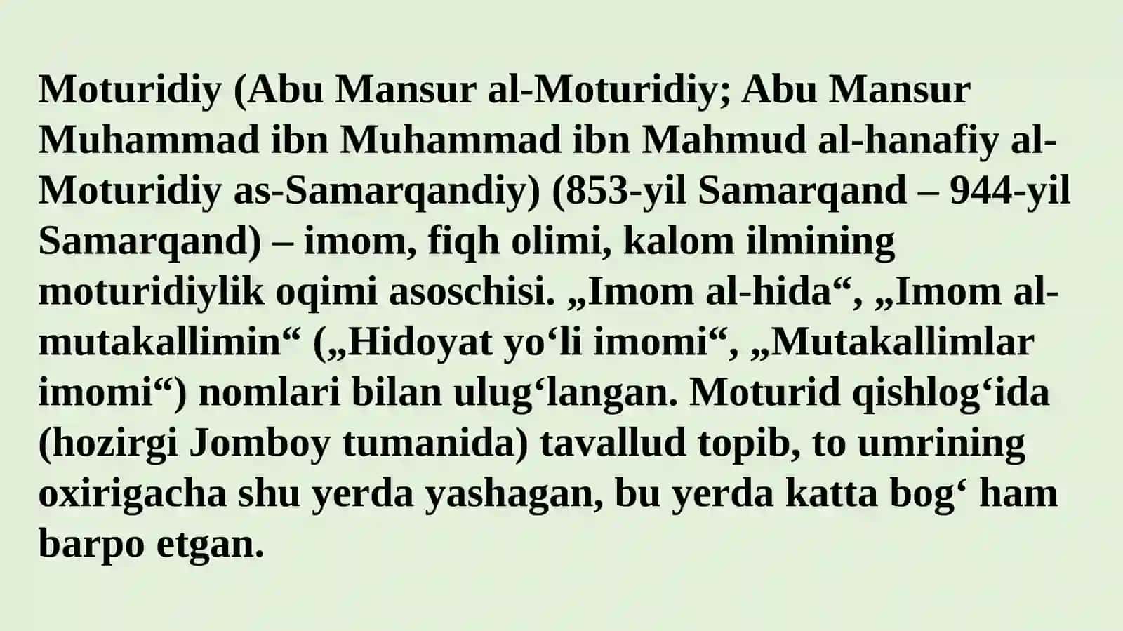 Abu Mansur al-Moturidiy 2
