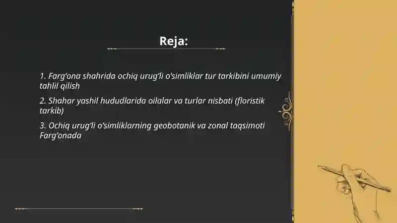 Fargʻona shahrida ochiq urugʻli osimliklarning tur tarkibi ahamiyatini aniqlash 2