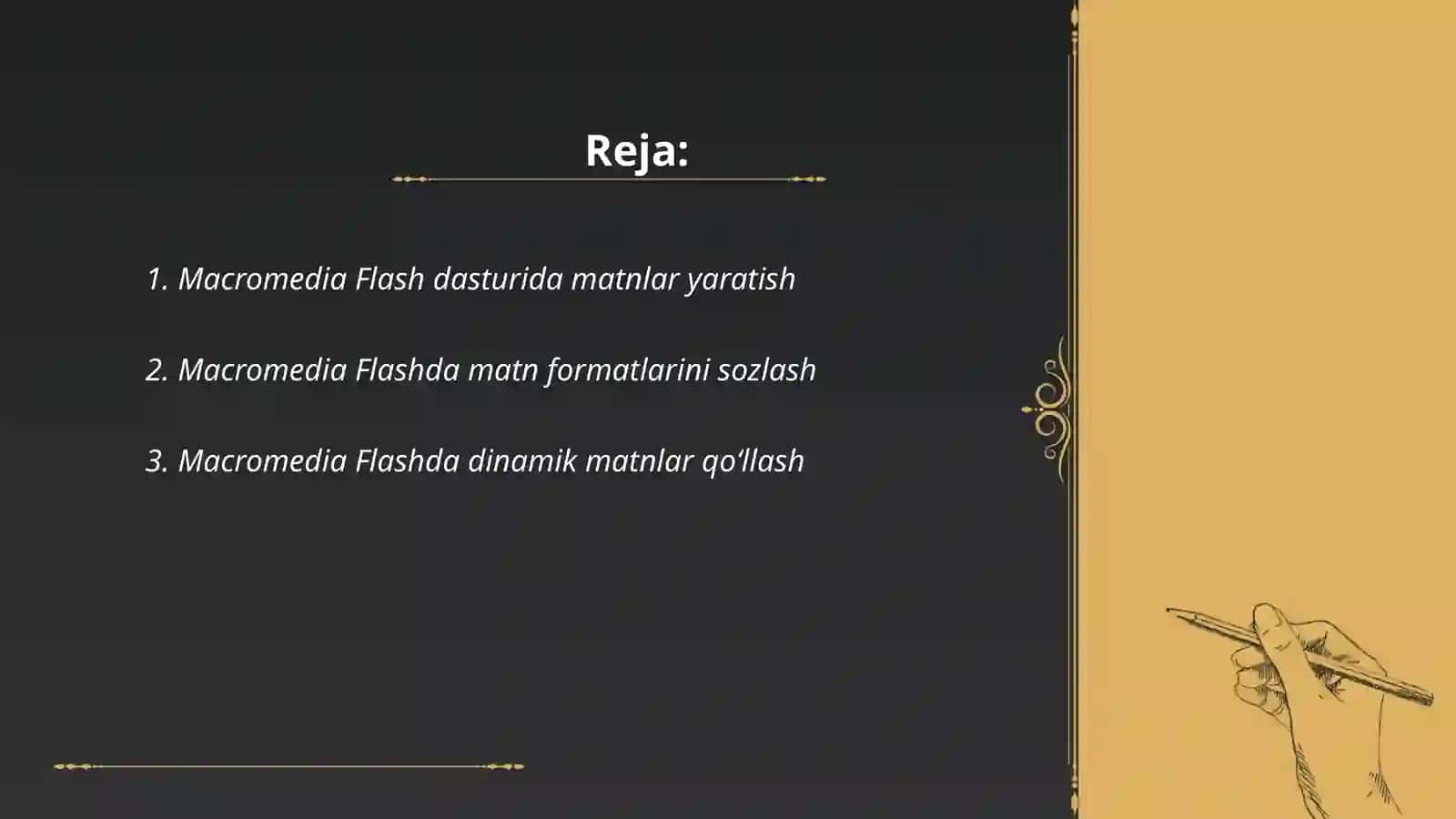 Macromedia Flash va Bandicam dasturida matnlar bilan ishlash 2