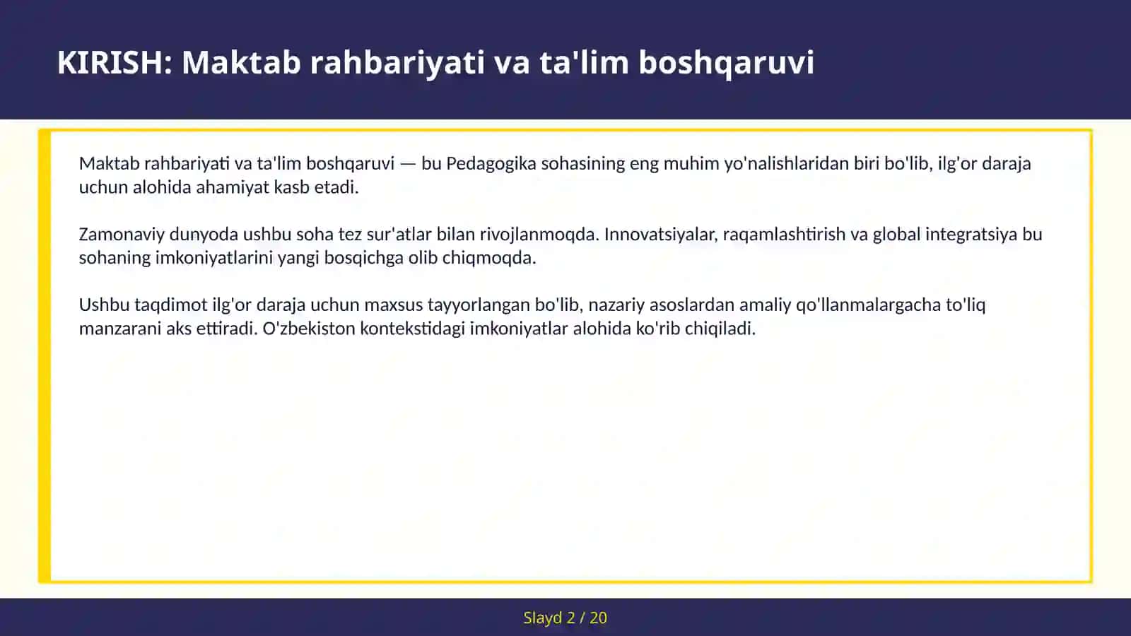 Maktab rahbariyati va ta'lim boshqaruv 2