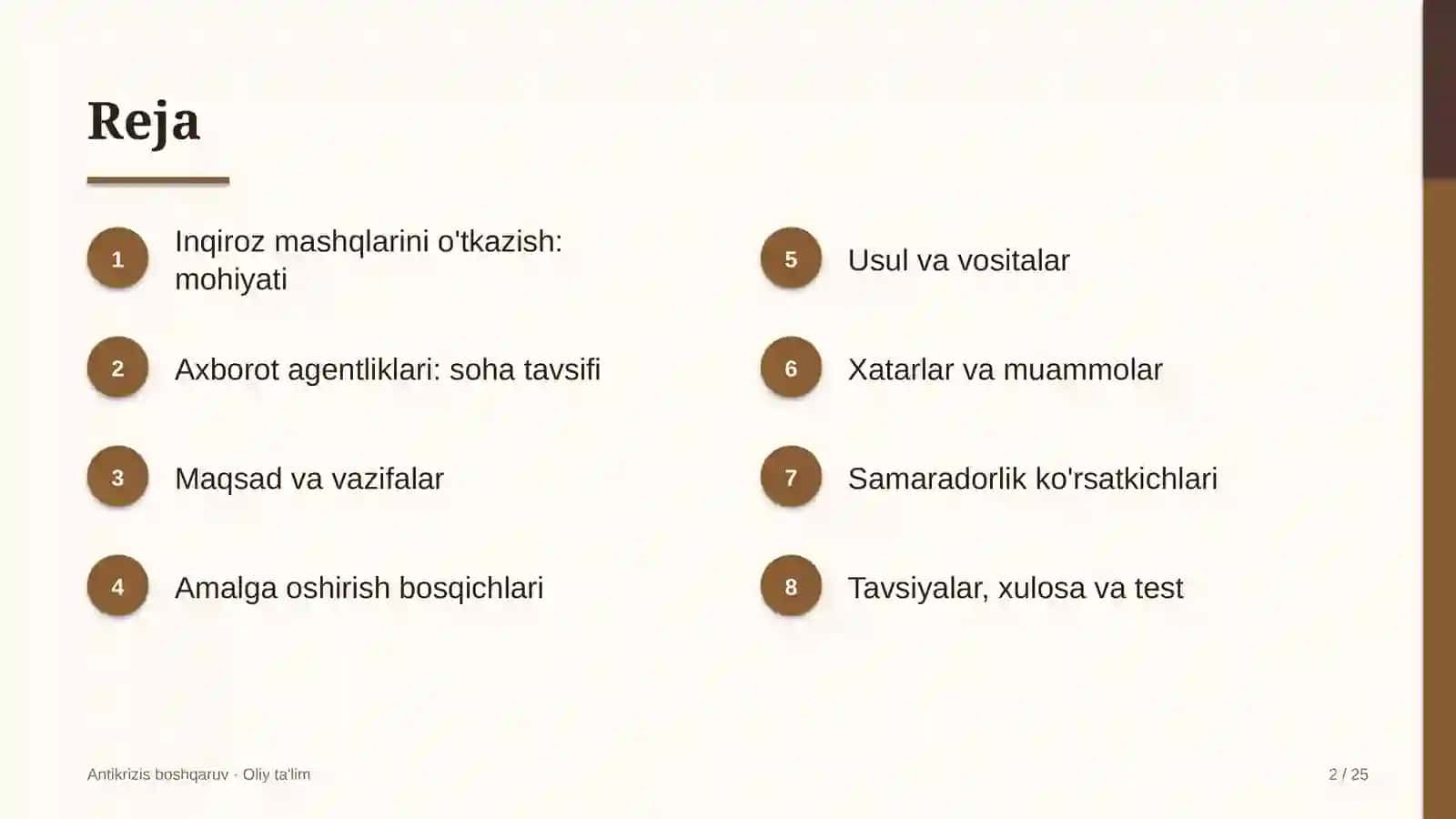 axborot agentliklarida inqiroz mashqlarini o'tkazish 8997 2