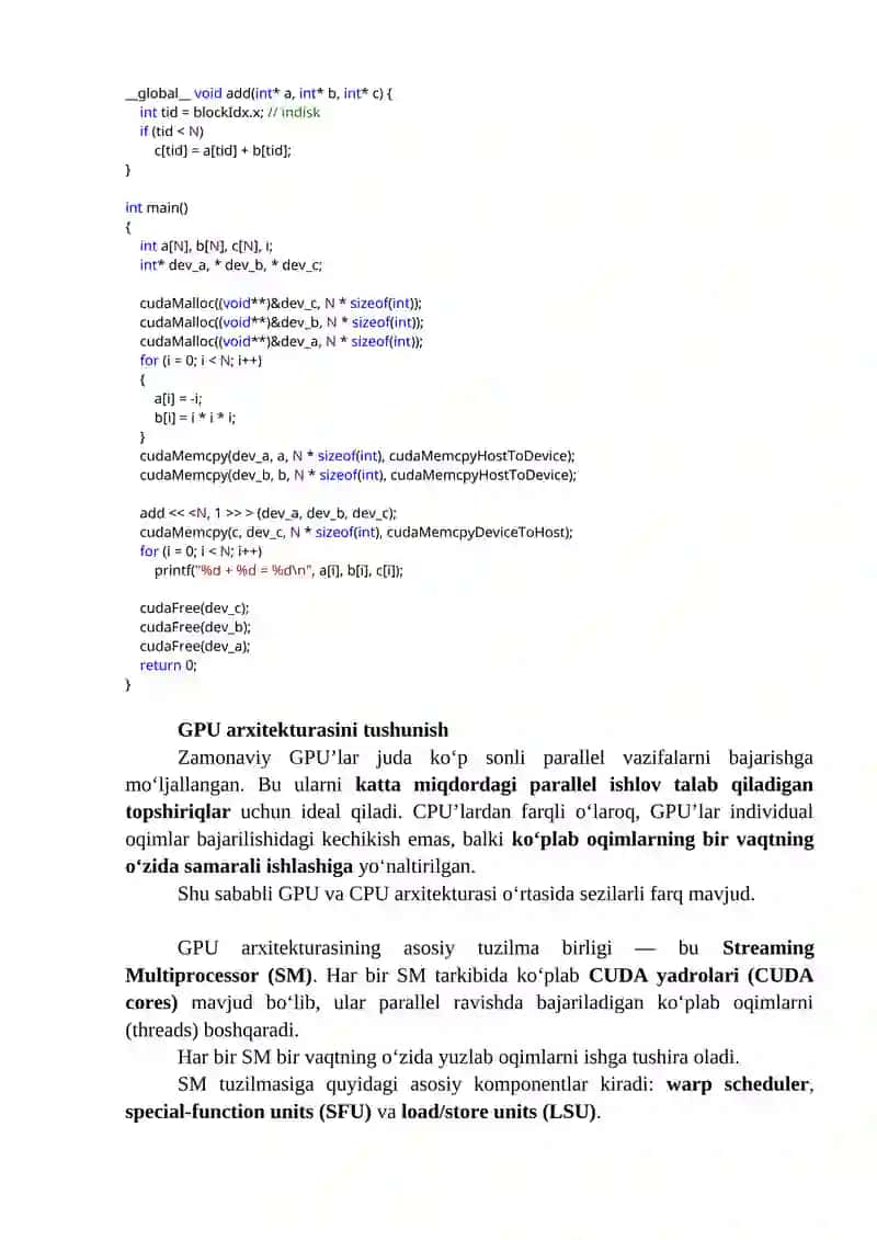 GPU dasturlash modeli uchun kod tuzilishi 2