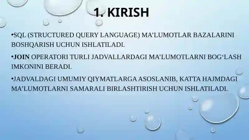 SQL dajoinBILAN ISHLASH 2