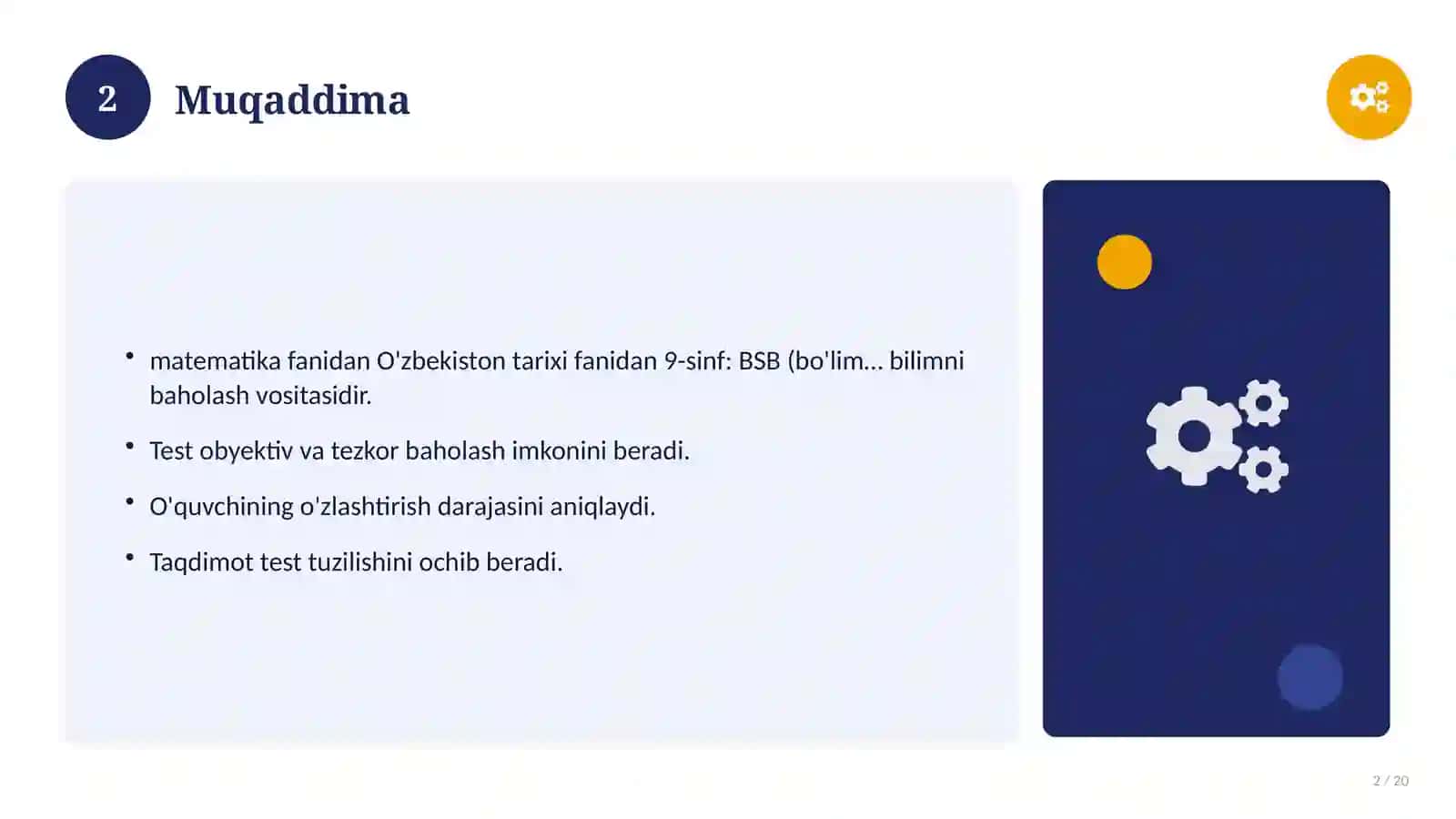 O'zbekiston tarixi fanidan 9-sinf: BSB (bo'lim summativ baholash) 2
