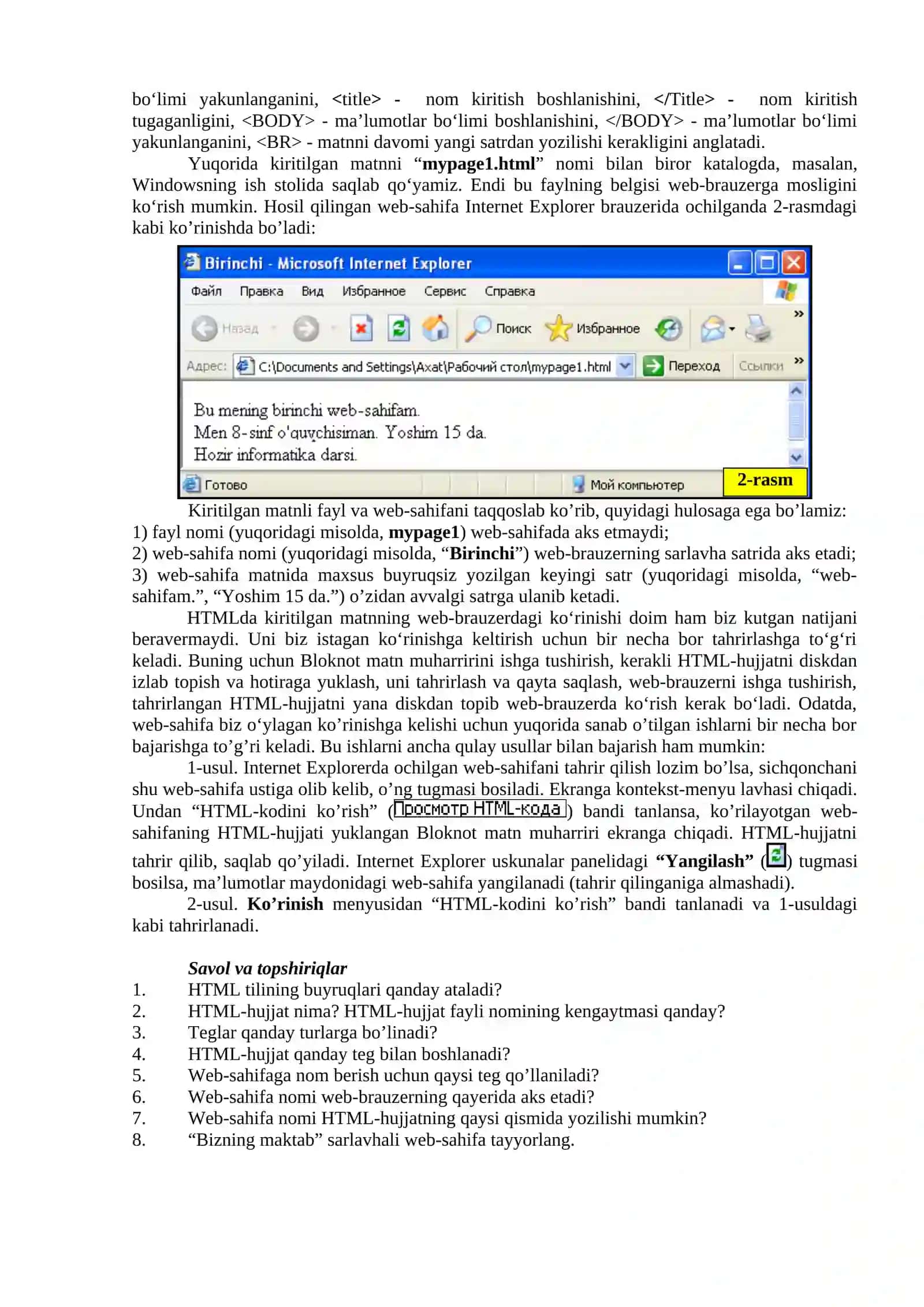 HTML haqida tushuncha 2