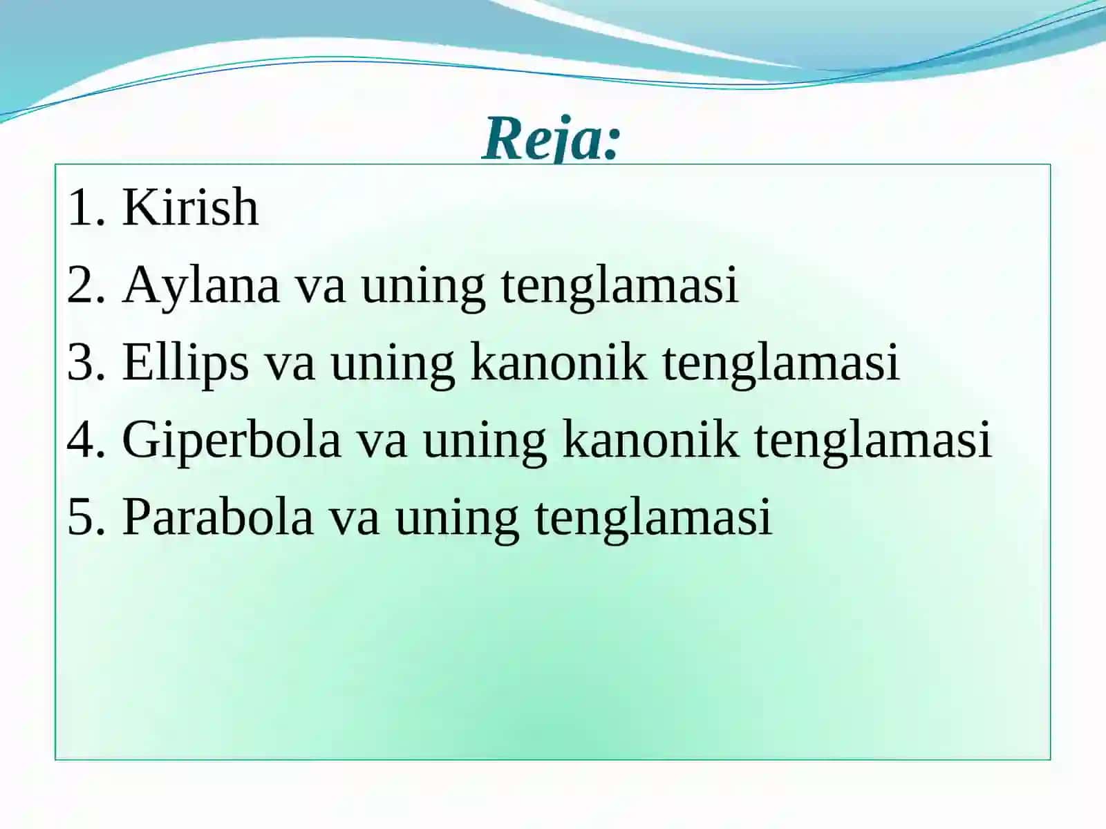 Ikkinchi tartibli  egri chiziqlar 2