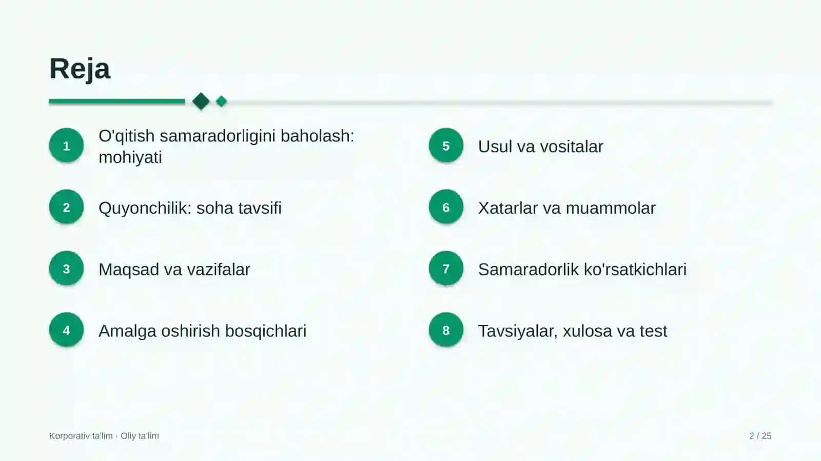 Quyonchilikda o'qitish samaradorligini baholash 2