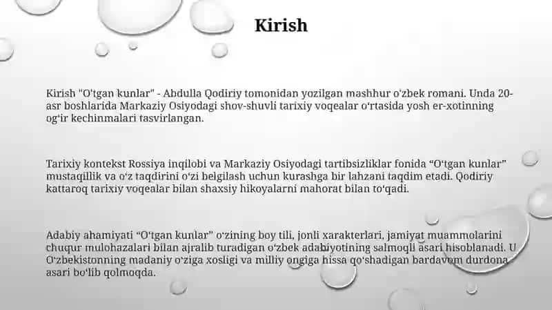 O‘Tgan Kunlar 2