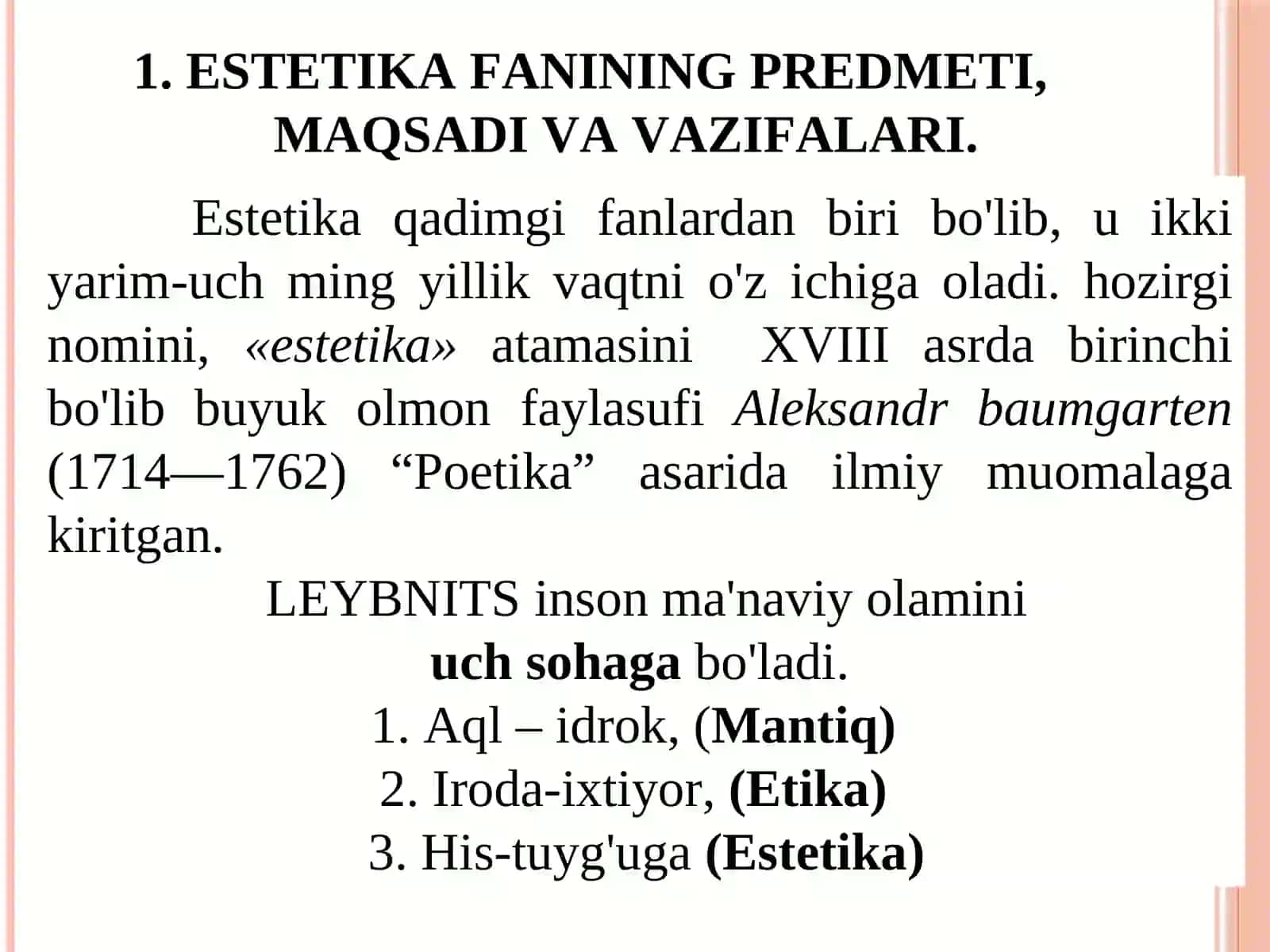 Estеtik оng vа estеtik fаоliyat. 2