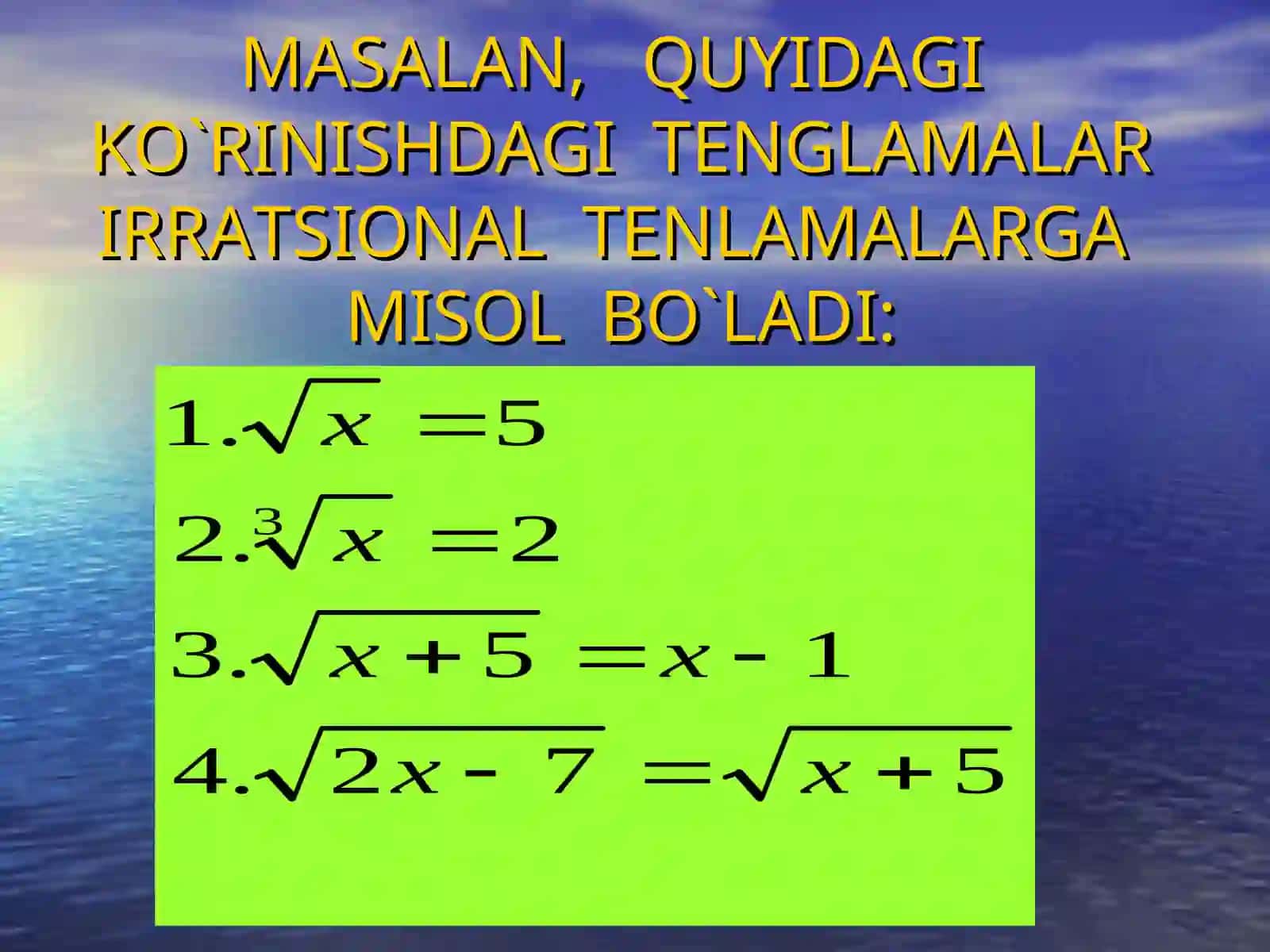 Irratsional tenglamalar 2