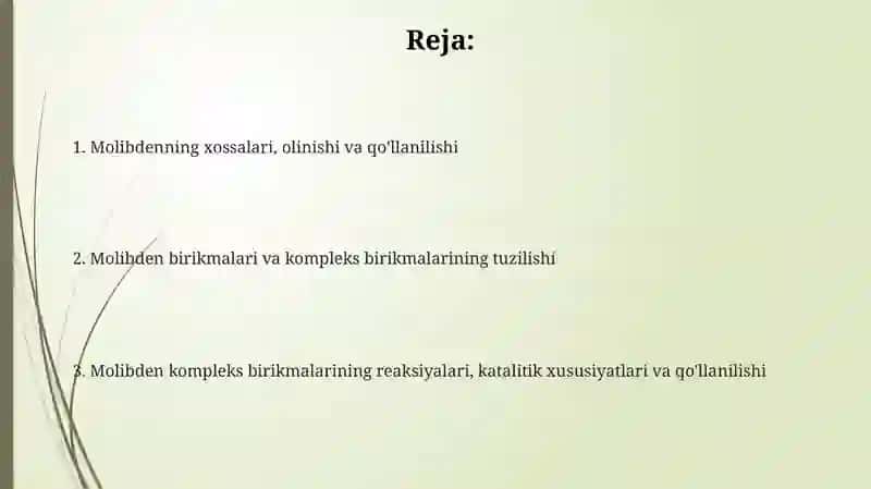 Molibden hossalari va kompleks brikmalari 2