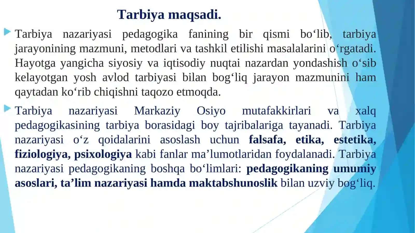 PEDAGOGIK JARAYONIDA TARBIYANING MAZMUNI 2