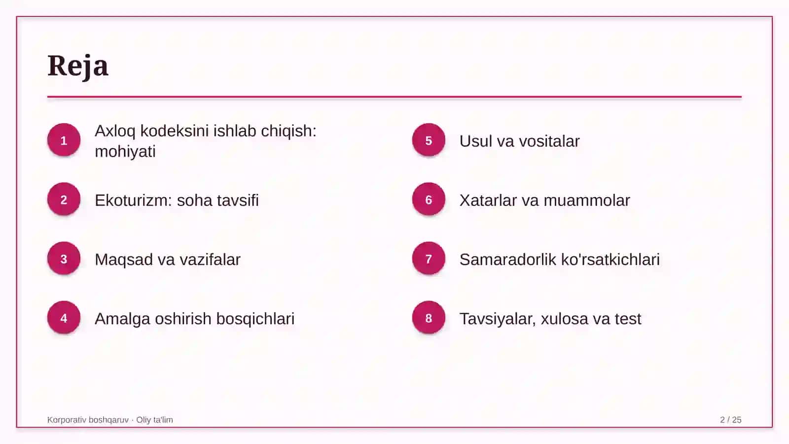 Ekoturizmda axloq kodeksini ishlab chiqish 2