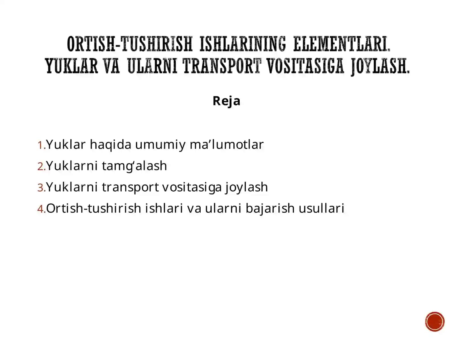Yuklarni transport qilish 2