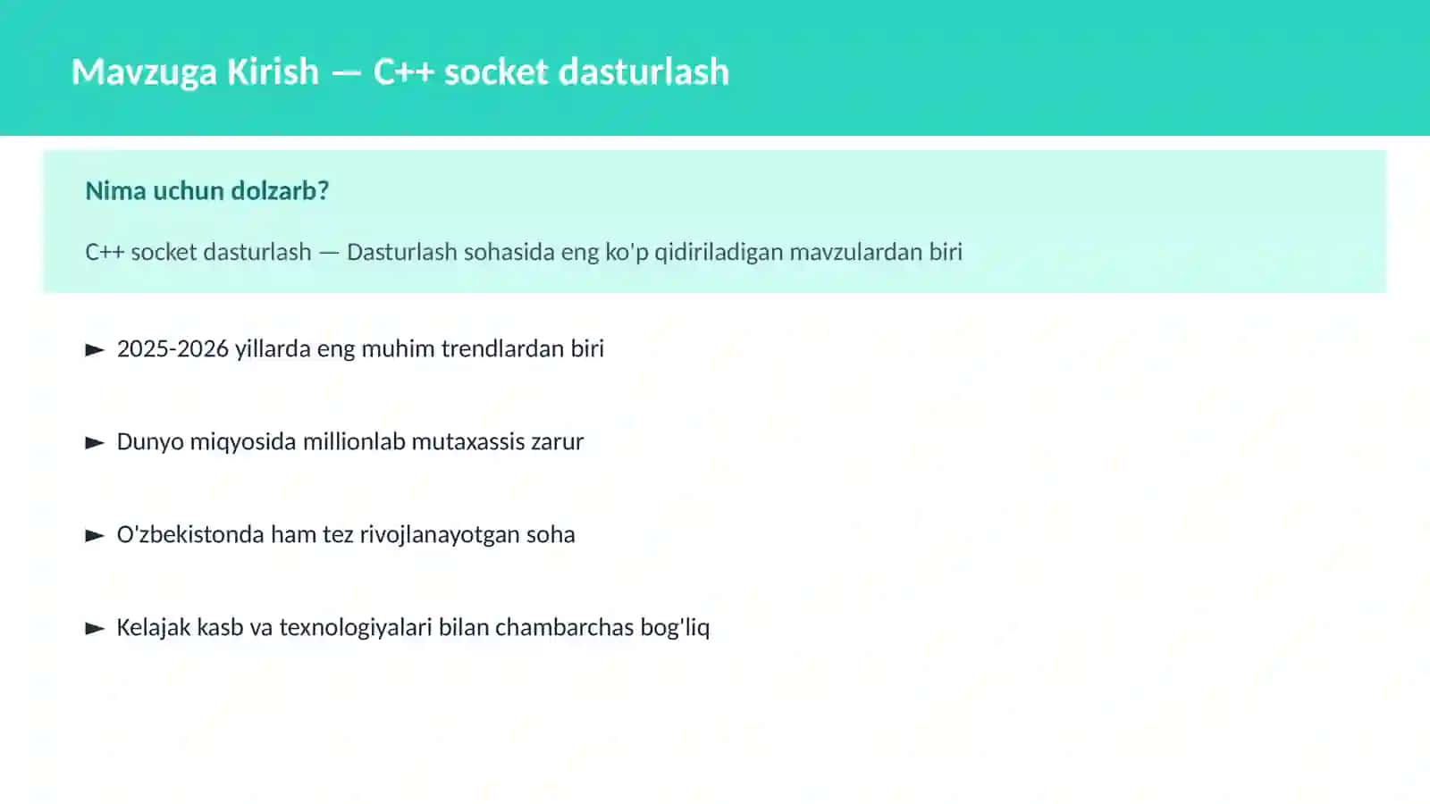 C++ socket dasturlash 2