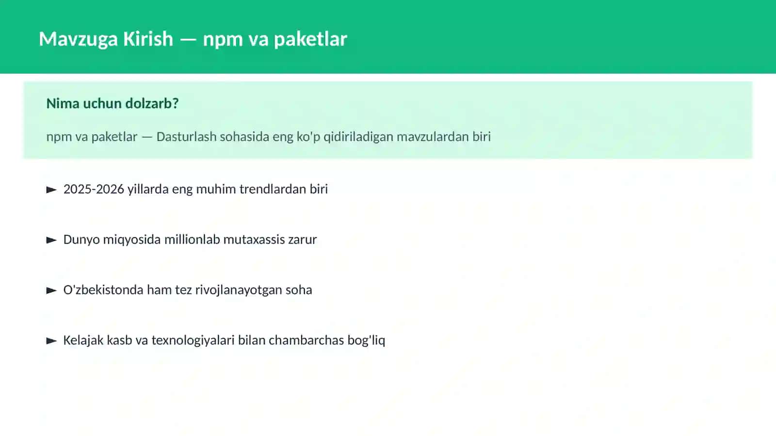 DASTURLASH | JAVASCRIPT VA WEB 2