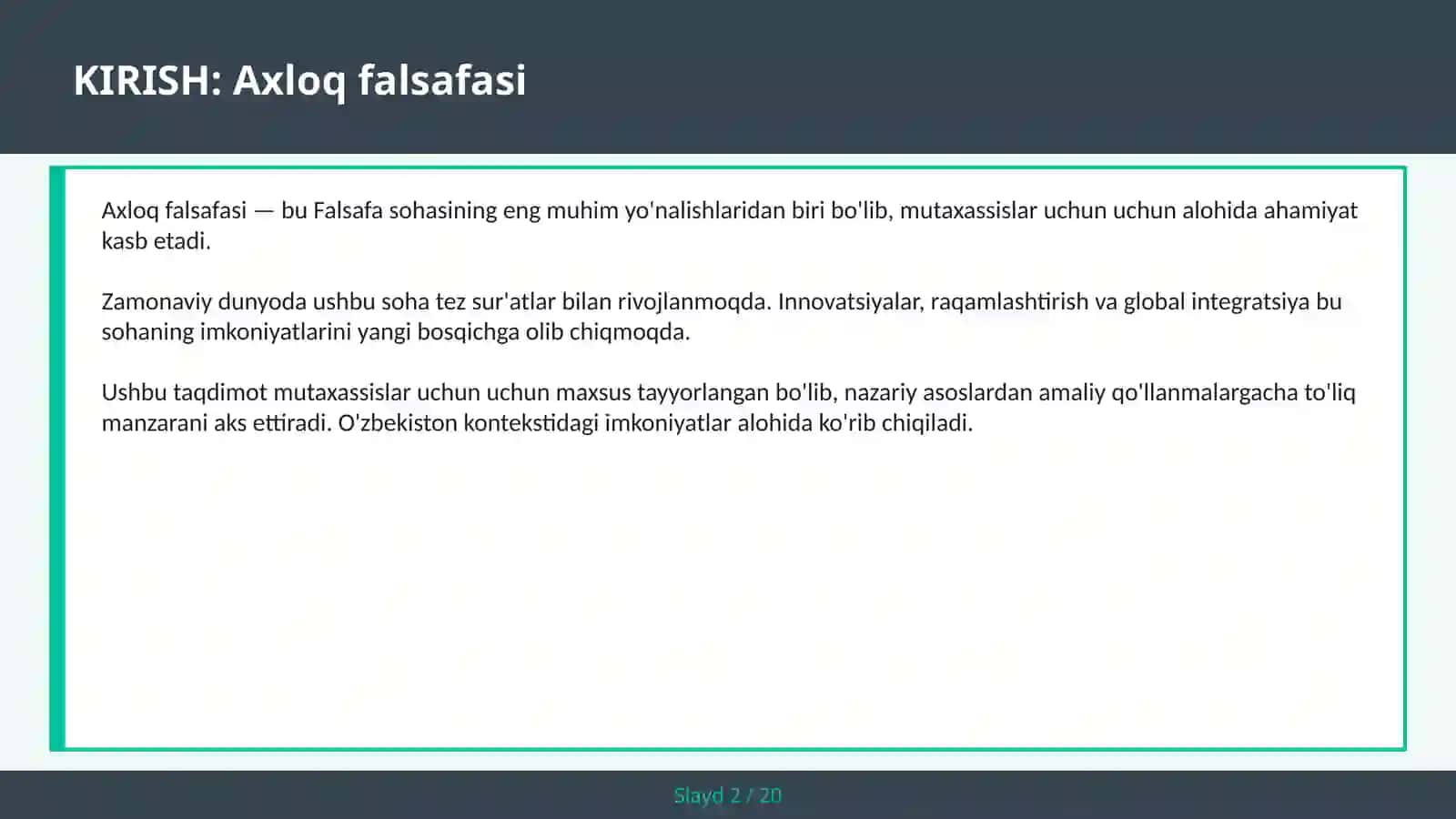 AXLOQ FALSAFASI 2