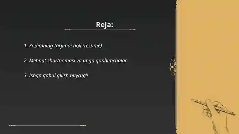Xodimlar faoliyatiga doir hujjatlar 2