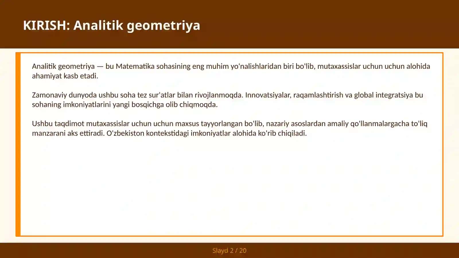 Analitik geometriya 2