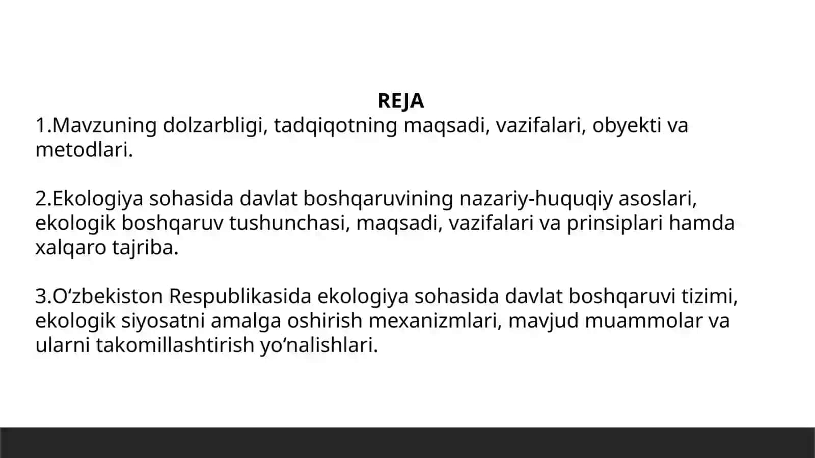 Ekologiya sohasida davlat boshqaruvi tushunchasi va o‘ziga xos xususiyatlari 2