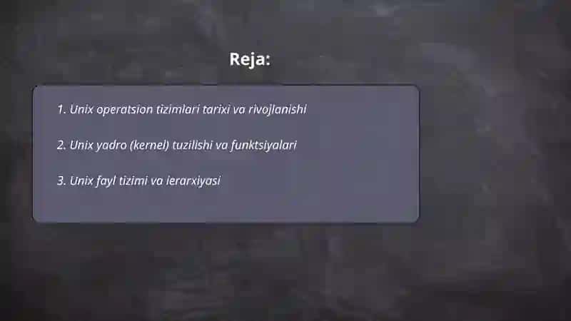 Unix operatsiyon tizimlari 2