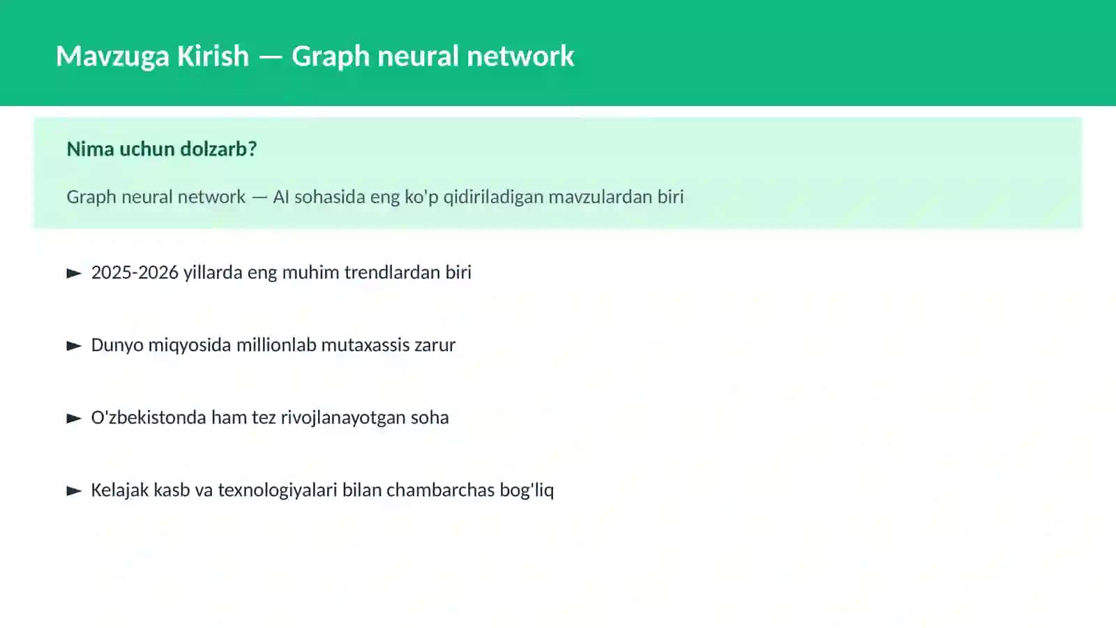 AI | DEEP LEARNING VA NEYRON TARMOQLAR 2
