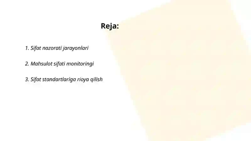 Sifat nazorati jarayonlari 2