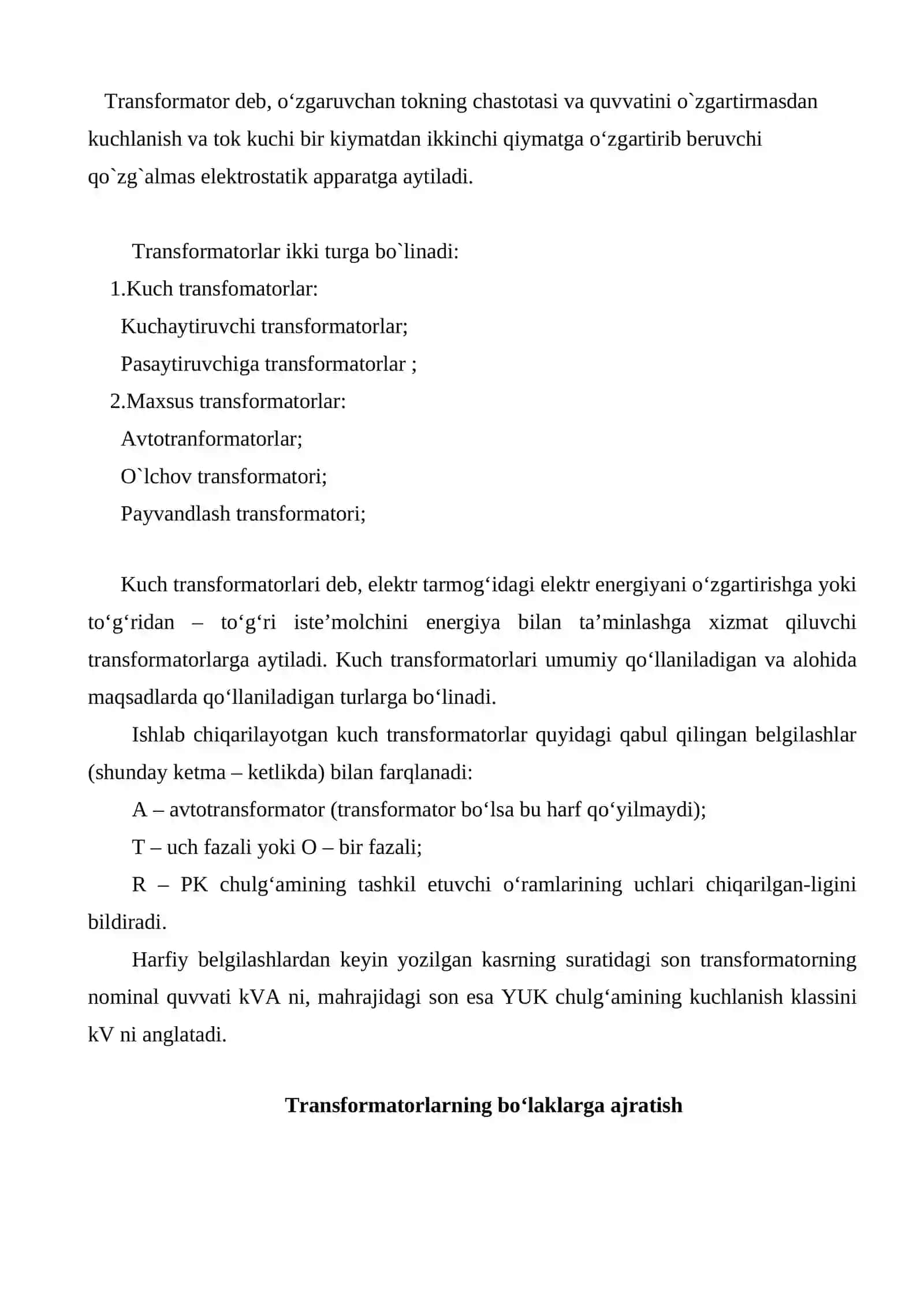 Kuch transformatorini ta’mirlash 2