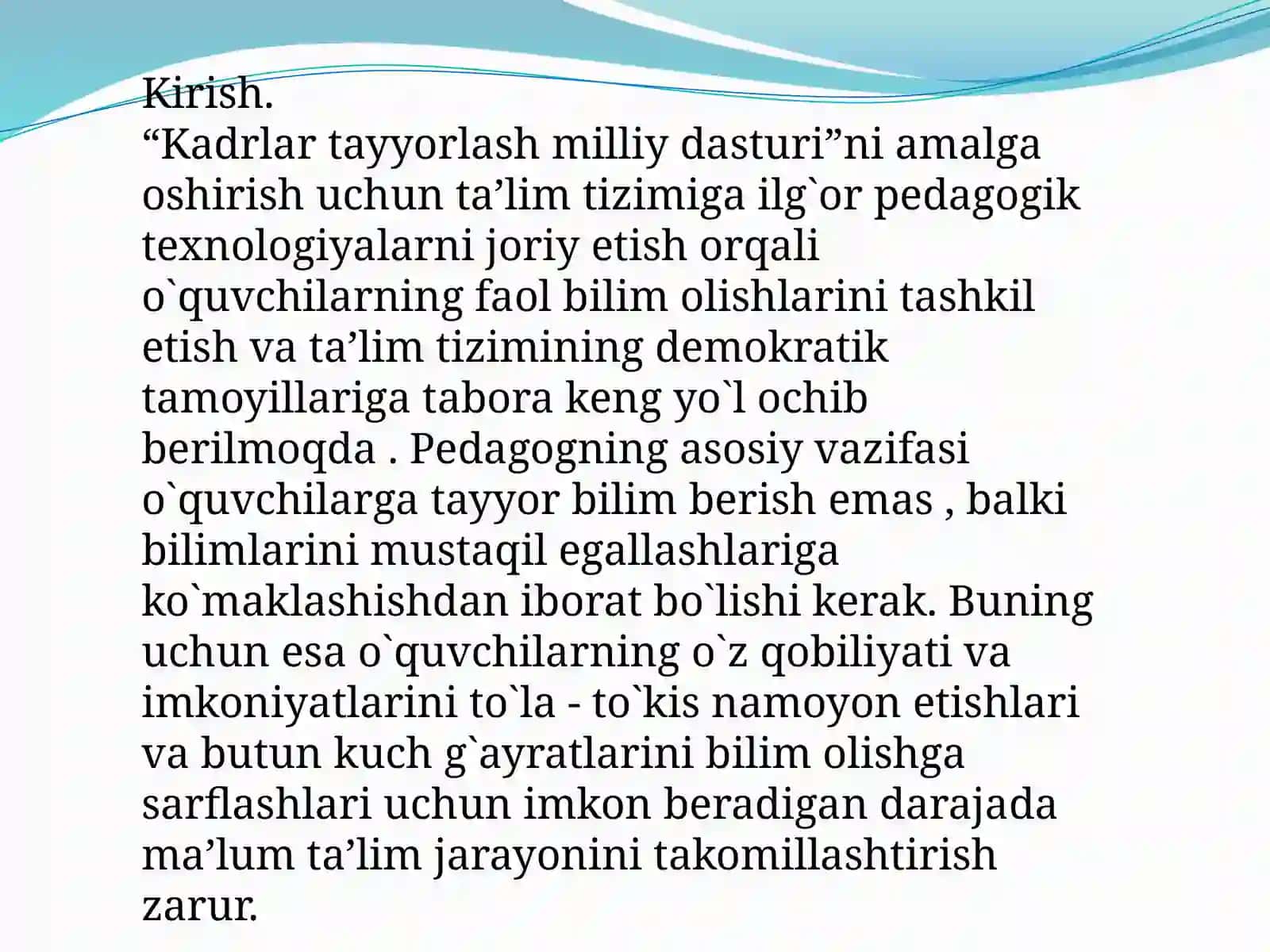 "Kadrlar tayyorlash milliy dasturi" 2