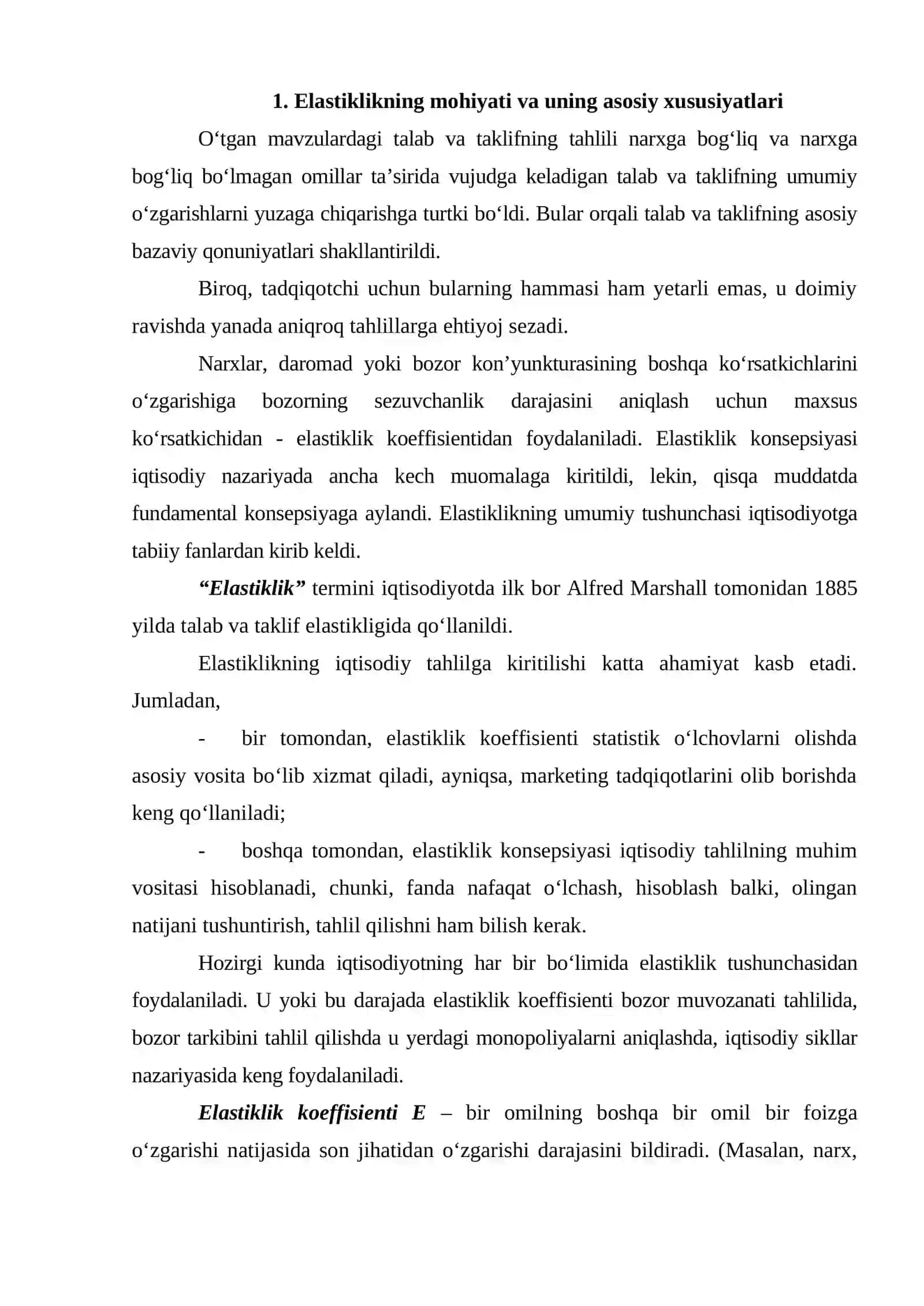 Talab va taklif elastikligi 2